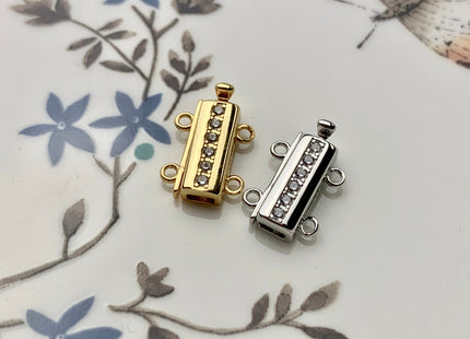 10x15mm 925 Sterling Silver Bar Shape Clasp Genuine Sterling Silver Findings 925 Sterling Silver Double Strand Clasp W/CZ DIY Jewelry #10106