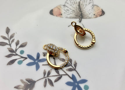 11x15mm 925 Sterling Silver/Gold Antique Round Shape Clasp w/CZ DIY Jewelry #10107