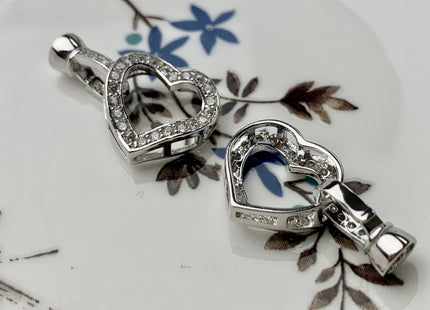 15x25 mm 925 Sterling Silver Heart Shape Clasp Genuine Sterling Silver Findings 925 Sterling Silver Clasps With CZ DIY Jewelry #10117