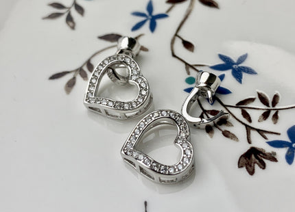 15x25 mm 925 Sterling Silver Heart Shape Clasp Genuine Sterling Silver Findings 925 Sterling Silver Clasps With CZ DIY Jewelry #10117