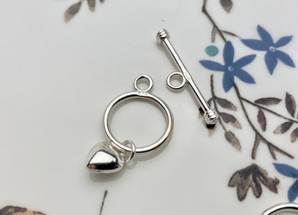 11.5 mm 925 Sterling Silver Toggle Clasp Genuine 925 Sterling Silver Toggle Findings With Heart Shape Design DIY Jewelry #10119