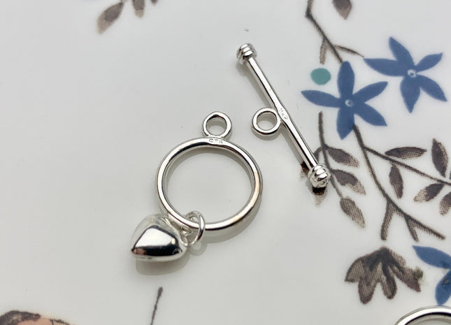 11.5 mm 925 Sterling Silver Toggle Clasp Genuine 925 Sterling Silver Toggle Findings With Heart Shape Design DIY Jewelry #10119