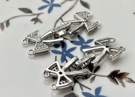 11x33mm 925 Sterling Silver Double Bow Tie Shape Multi Strand Clasp Genuine 925 Sterling Silver Finding Clasps w/CZ DIY Jewelry #10123