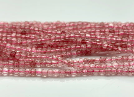 2.5 mm Micro Faceted Cube Dice Square Shape Strawberry Quartz Beads Genuine Diamond Cut Pink Color Gemstone Beads 15.5 Inches #3549