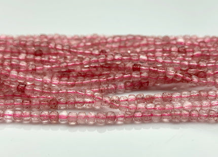 2.5 mm Micro Faceted Cube Dice Square Shape Strawberry Quartz Beads Genuine Diamond Cut Pink Color Gemstone Beads 15.5 Inches #3549