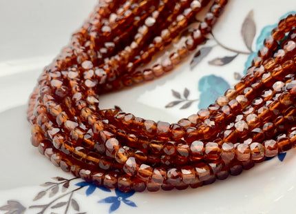 3-5mm Micro Faceted Cube Dice Square Shape Orange Hessonite Garnet Bead Genuine Diamond Cut Orange Brown Gemstone Beads 15.5 Inches #3551