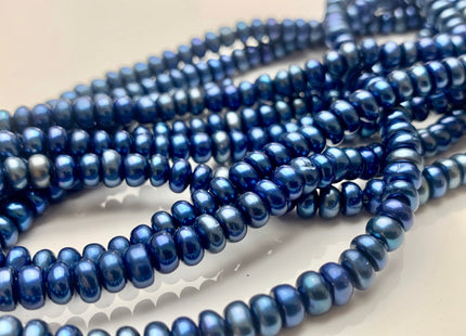 6mm AAA Large Hole Royal Blue Button/Rondelle Freshwater Pearls Hole Size 1.2mm 1.5mm Genuine Large Hole Freshwater Pearl Beads #P1218