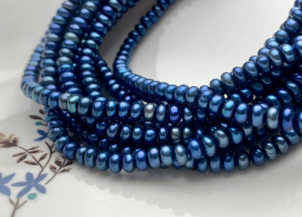 6mm AAA Large Hole Royal Blue Button/Rondelle Freshwater Pearls Hole Size 1.2mm 1.5mm Genuine Large Hole Freshwater Pearl Beads #P1218