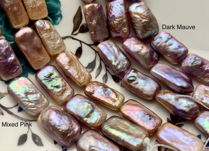 10-11x17-18mm AAAA Natural Dark Mauve Purple Pink Rectangle Coin Freshwater Pearl Beads Rare Super High Luster Pearl 11 Pcs 8 Inches #P1331
