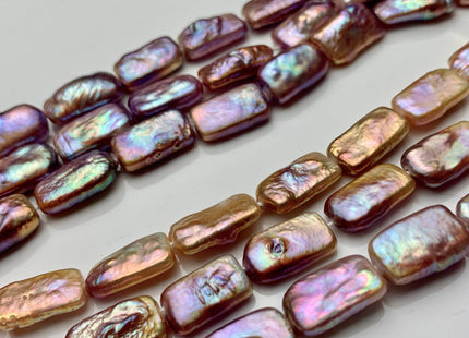 10-11x17-18mm AAAA Natural Dark Mauve Purple Pink Rectangle Coin Freshwater Pearl Beads Rare Super High Luster Pearl 11 Pcs 8 Inches #P1331