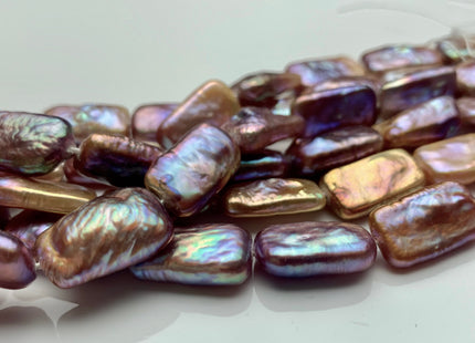10-11x17-18mm AAAA Natural Dark Mauve Purple Pink Rectangle Coin Freshwater Pearl Beads Rare Super High Luster Pearl 11 Pcs 8 Inches #P1331
