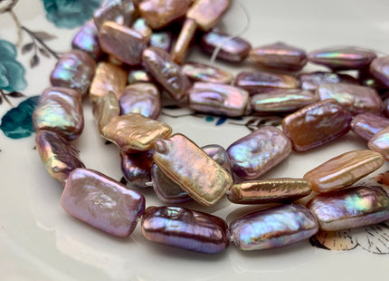 10-11x17-18mm AAAA Natural Dark Mauve Purple Pink Rectangle Coin Freshwater Pearl Beads Rare Super High Luster Pearl 11 Pcs 8 Inches #P1331