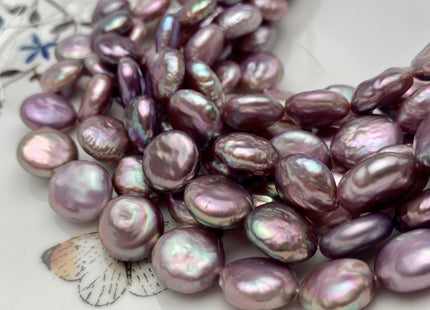 11-12mm AAAAA Half Strand Natural Dark Mauve Purple Pink Thick Coin Freshwater Pearl Beads Genuine High Luster Coin Pearl 16 Pieces #P1340