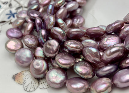 12mm AAA Half Strand Natural Dark Mauve Purple Pink Thick Coin Freshwater Pearl Beads Genuine High Luster Coin Pearl 14 Beads #P1340