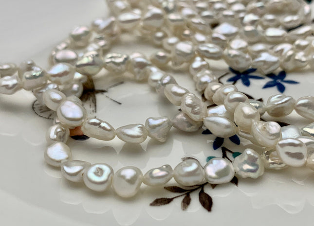 5-9 mm AAA Natural White Keshi Nugget Freshwater Pearl Beads Center Drilled Keshi Pearls Genuine Keshi Pearl #P1342