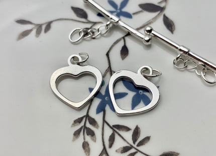14x16 mm 925 Sterling Silver Toggle Clasp Genuine 925 Sterling Silver Toggle Findings W/Litter Peach Heart Shape Design DIY Jewelry #10124
