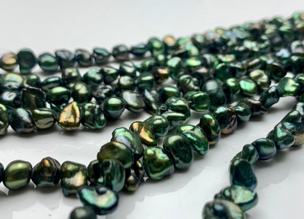 5-6 mm AA Green Color Keshi Nugget Freshwater Pearl Beads Center Drilled Keshi Pearls Genuine Freshwater Tiny Keshi Nugget Pearls #P1348