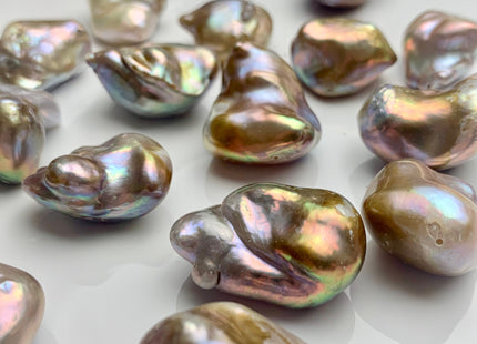 OnePiece 16-22x25-30mm AAA Large Hole Very Rare Jumbo Natural Mauve Pink Baroque Pearl High Luster With Iridescent Color Nugget Beads #P1353