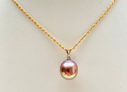 One Piece Genuine 18K Solid Yellow/White Gold Pendant Setting W/CZ For Half Drilled Pearl 18K Gold Pendant Pearl Mounting DIY Jewelry #10091
