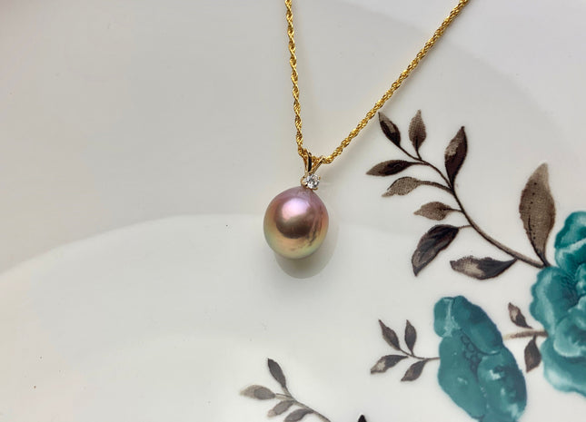 One Piece Genuine 18K Solid Yellow/White Gold Pendant Setting W/CZ For Half Drilled Pearl 18K Gold Pendant Pearl Mounting DIY Jewelry #10091