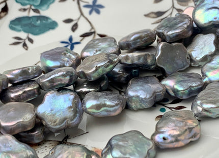 13-15 mm AAA Very Rare Pinkish Gray Color Flower Shape Freshwater Coin Pearl Beads High Luster Flower Thick Coin Pearl 25-26 Pieces #P1355