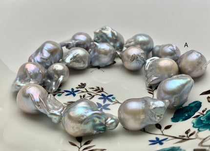One-Of-A-Kind 18x20-22x32 mm AA Very Rare HUGE Baroque Freshwater Pearl Beads Genuine Gray Color High Quality Baroque Pearls #1713