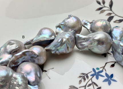 One-Of-A-Kind 18x20-22x32 mm AA Very Rare HUGE Baroque Freshwater Pearl Beads Genuine Gray Color High Quality Baroque Pearls #1713