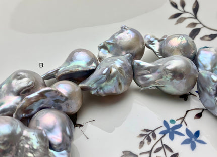 One-Of-A-Kind 18x20-22x32 mm AA Very Rare HUGE Baroque Freshwater Pearl Beads Genuine Gray Color High Quality Baroque Pearls #1713