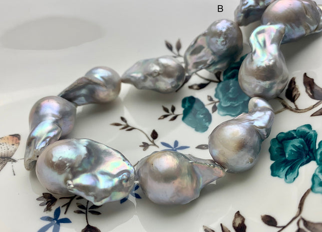 One-Of-A-Kind 18x20-22x32 mm AA Very Rare HUGE Baroque Freshwater Pearl Beads Genuine Gray Color High Quality Baroque Pearls #1713