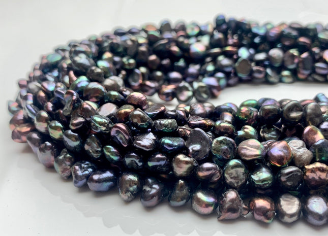 6x8 mm AAA Peacock Color Keshi Freshwater Nugget Pearl Beads Center Drilled Keshi Nuggets Genuine Peacock Freshwater Pearl #P1247
