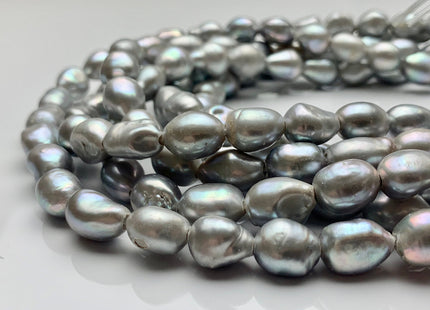 10-11x12-15 mm Large Hole Gray Color Rice Nugget Shape Freshwater Pearls Beads Hole Size 2.1mm Rare Large Gray Nugget Pearl 28 Pieces #P1357