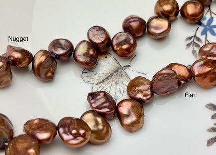 10-12mm High Luster Metallic Chocolate Brown Keshi Freshwater Pearl Beads Top Drilled Dancing Brown Pearls Genuine Keshi Pearls #P1356