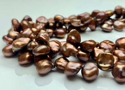 10-12mm High Luster Metallic Chocolate Brown Keshi Freshwater Pearl Beads Top Drilled Dancing Brown Pearls Genuine Keshi Pearls #P1356