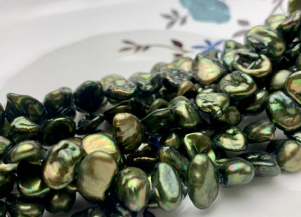 8-10 mm Dark Green Color Keshi Nugget Freshwater Pearl Beads Center Drilled Very Rare High Luster Keshi Nugget Pearl #P1364
