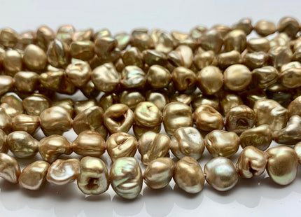 8-10 mm Rare Beige Champagne Keshi Nugget Freshwater Pearl Beads Center Drilled Genuine Keshi Pearl Nuggets 50 Pieces #P1365