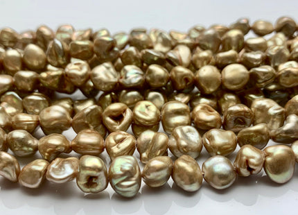 8-10 mm Rare Beige Champagne Keshi Nugget Freshwater Pearl Beads Center Drilled Genuine Keshi Pearl Nuggets 50 Pieces #P1365