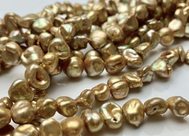 8-10 mm Rare Beige Champagne Keshi Nugget Freshwater Pearl Beads Center Drilled Genuine Keshi Pearl Nuggets 50 Pieces #P1365