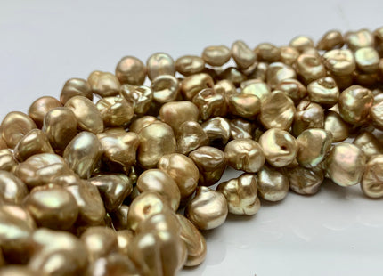 8-10 mm Rare Beige Champagne Keshi Nugget Freshwater Pearl Beads Center Drilled Genuine Keshi Pearl Nuggets 50 Pieces #P1365