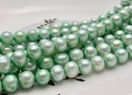 8-10 mm Light Green Color Potato Freshwater Pearl Beads Genuine Cultured Freshwater Pearl Beads Green Potato Pearls 43 Pieces #P1249