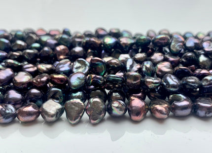 7-8 mm Potato Nugget Rainbow Blue Peacock Color Freshwater Pearl Beads Genuine Cultured High Luster Peacock Color Nugget Pearl #P1252