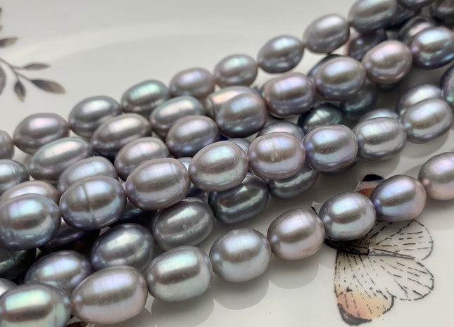 8x10-11 mm AA Pinkish Gray Color Rice/Oval Freshwater Pearl Beads Genuine High Luster Cultured Freshwater Pearls 36 Pieces #P1253