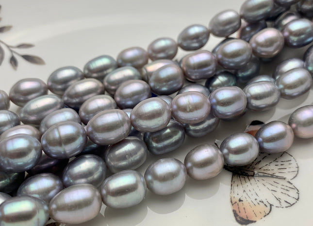 8x10-11 mm AA Pinkish Gray Color Rice/Oval Freshwater Pearl Beads Genuine High Luster Cultured Freshwater Pearls 36 Pieces #P1253