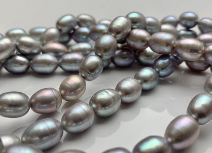 8x10-11 mm AA Pinkish Gray Color Rice/Oval Freshwater Pearl Beads Genuine High Luster Cultured Freshwater Pearls 36 Pieces #P1253