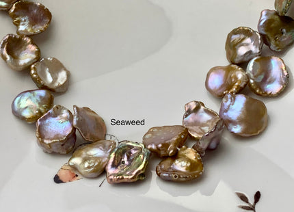 14-17 mm AAAA Natural Pink/Mauve/Seaweed Color Top Drilled Freshwater Pearl Beads Genuine High Luster Natural Cornflake Keshi Pearls #P1351