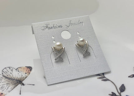 One Pair 925 Sterling Silver X Shape Studs Earring Setting Genuine 925 Sterling Silver Earring Stud Findings For Half Drilled Pearls #10097