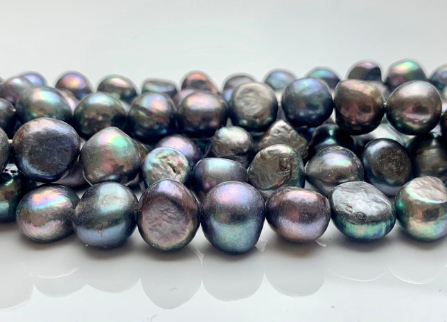 11.5-12 mm Potato Nugget Rainbow Blue Peacock Color Freshwater Pearl Beads Genuine Cultured Peacock Large Nugget Pearl 37 Pieces #P1255