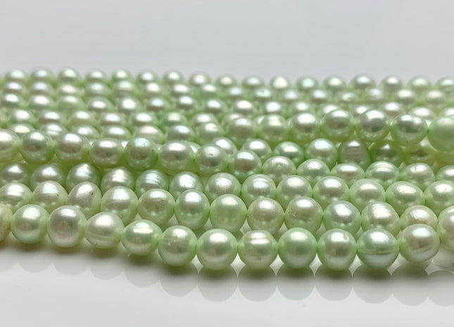 5-5.5 mm AA Light Green Color Potato Freshwater Pearl Beads Genuine Cultured Freshwater Pearl Beads Green Potato Pearls #P1256