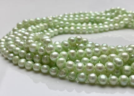 5-5.5 mm AA Light Green Color Potato Freshwater Pearl Beads Genuine Cultured Freshwater Pearl Beads Green Potato Pearls #P1256