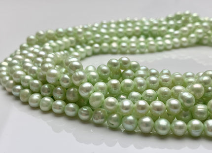 5-5.5 mm AA Light Green Color Potato Freshwater Pearl Beads Genuine Cultured Freshwater Pearl Beads Green Potato Pearls #P1256