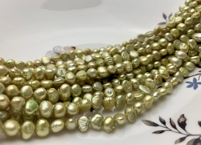 7 mm Lime Green Color Freshwater Pearl Potato Nugget Beads Genuine Cultured Freshwater Pearls Genuine Natural Nugget Pearls #P1264
